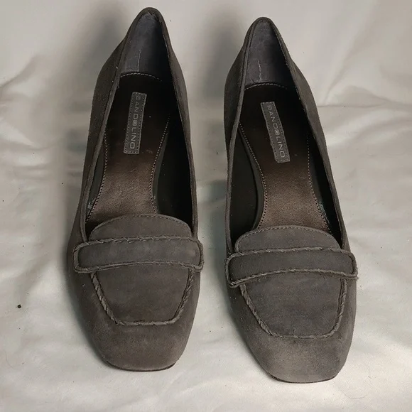 Bandolino Gray Leather Suede Kitten Heel Pumps - Picture 3 of 8